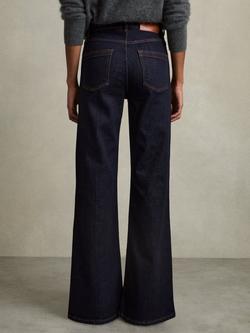 Reiss Bonnie Mid Rise Flared Jeans, Dark Blue - view 2, Dark Blue