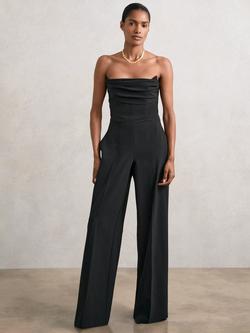 Reiss Ayla Bandeau Neck Jumpsuit, Black