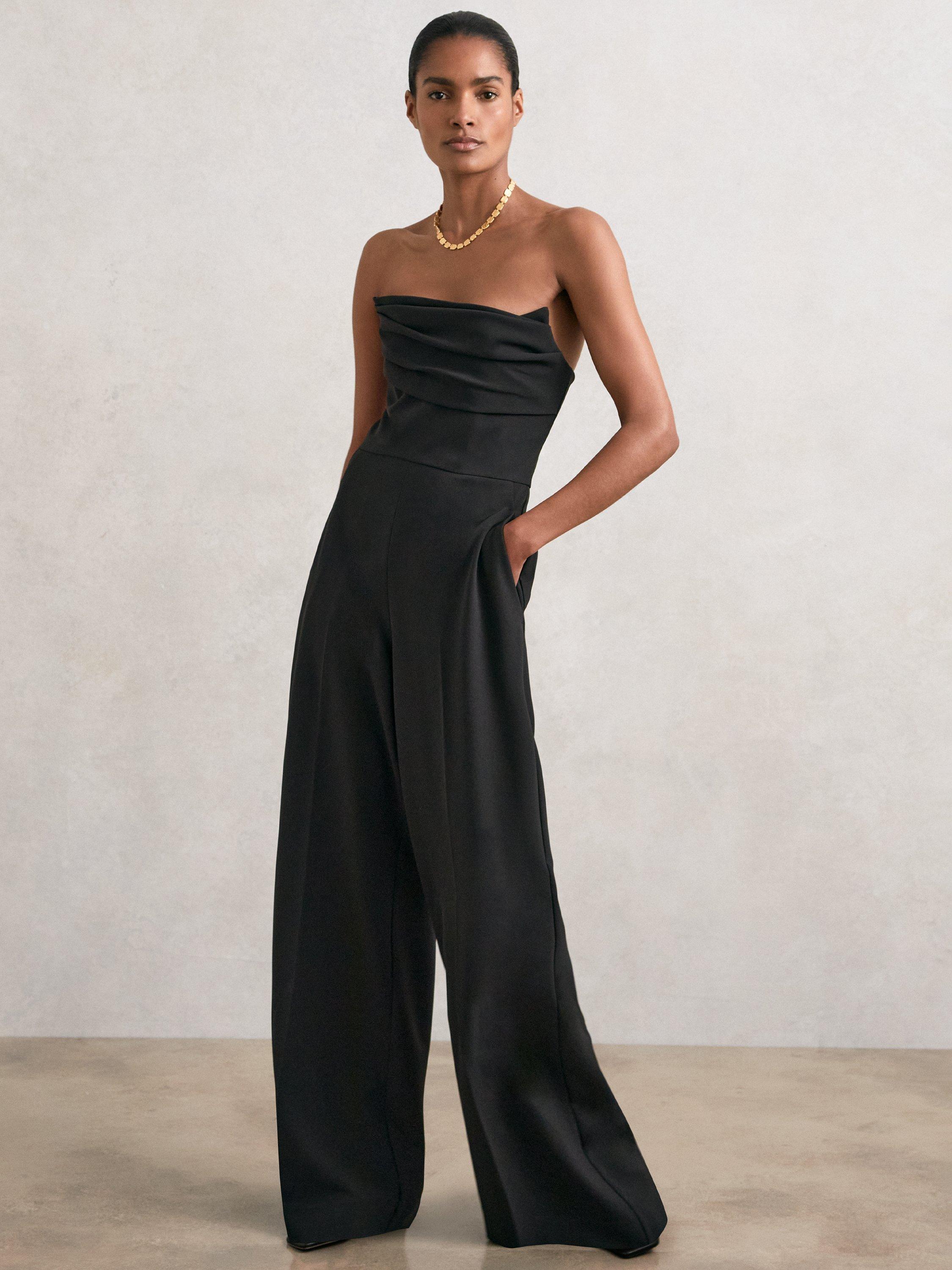 Product image 4 of 4, which shows Reiss Ayla Bandeau Neck Jumpsuit, Black, 6