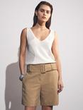 Reiss Harper Belted Tailored Shorts, Camel