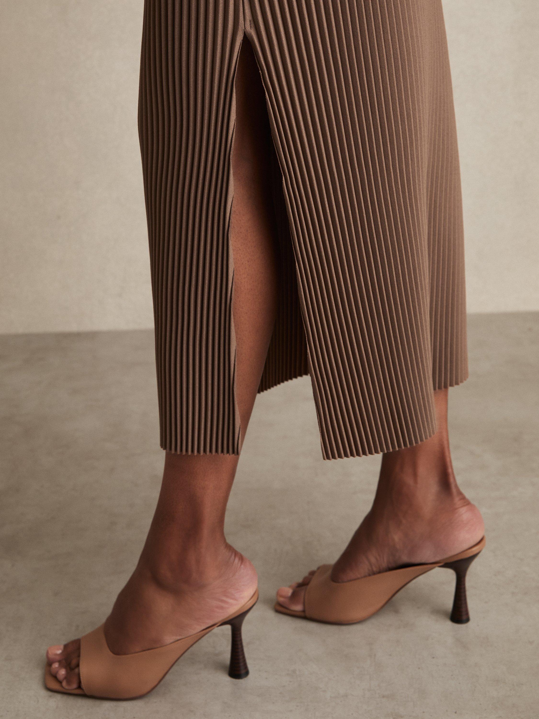 【海外限定】REISSスカート☆Pippa Pleated Jersey Midi Skirt, Reiss Pippa Pleated Jersey Midi Skirt, Chocolate