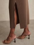 Reiss Pippa Pleated Jersey Midi Skirt, Chocolate