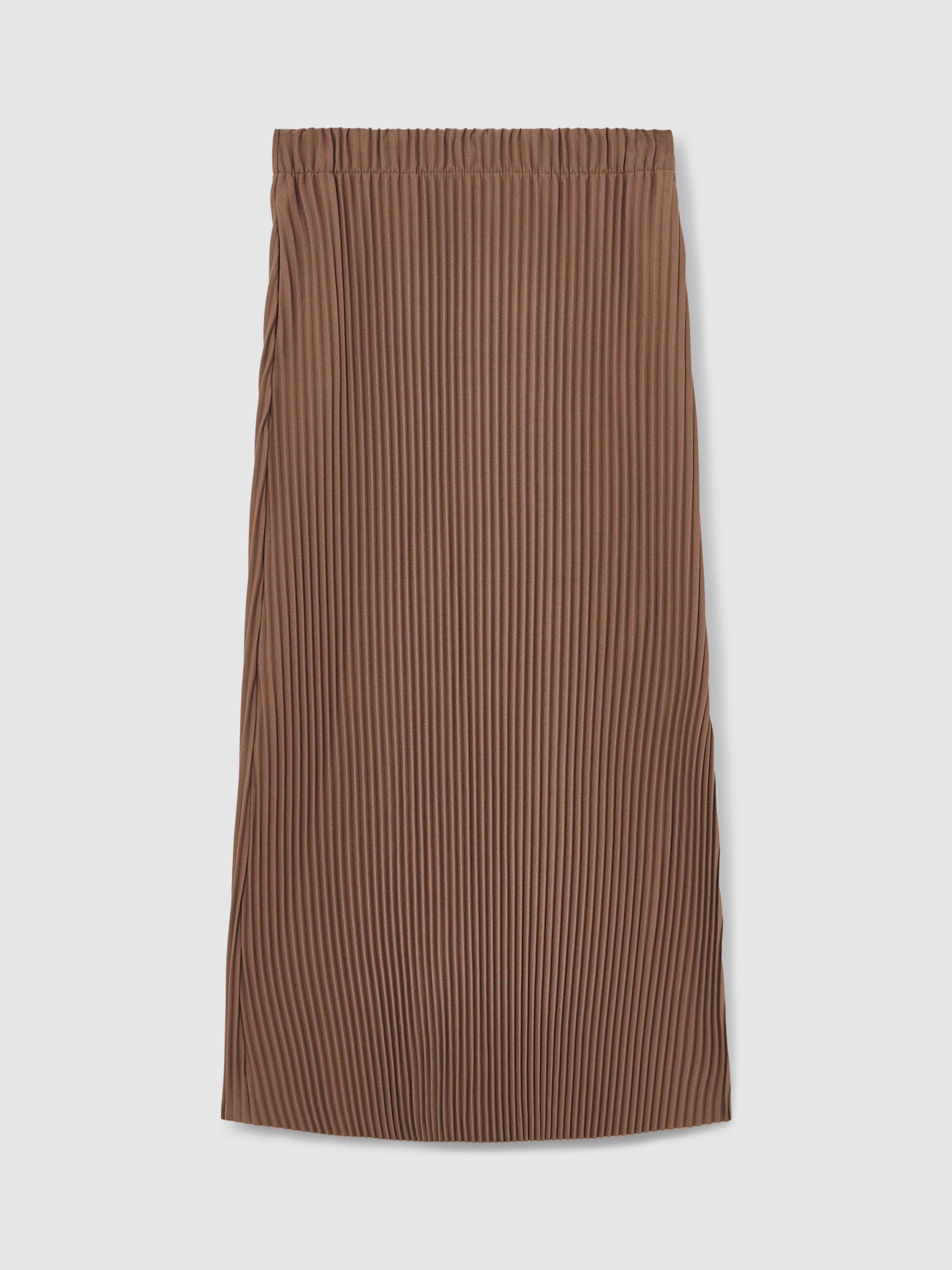 【海外限定】REISSスカート☆Burgundy Pippa Pleated Jersey Mid Reiss Pippa Pleated Jersey Midi Skirt, Chocolate