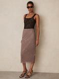 Reiss Rita Lace Pencil Skirt, Taupe Brown