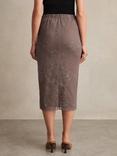Reiss Rita Lace Pencil Skirt, Taupe Brown