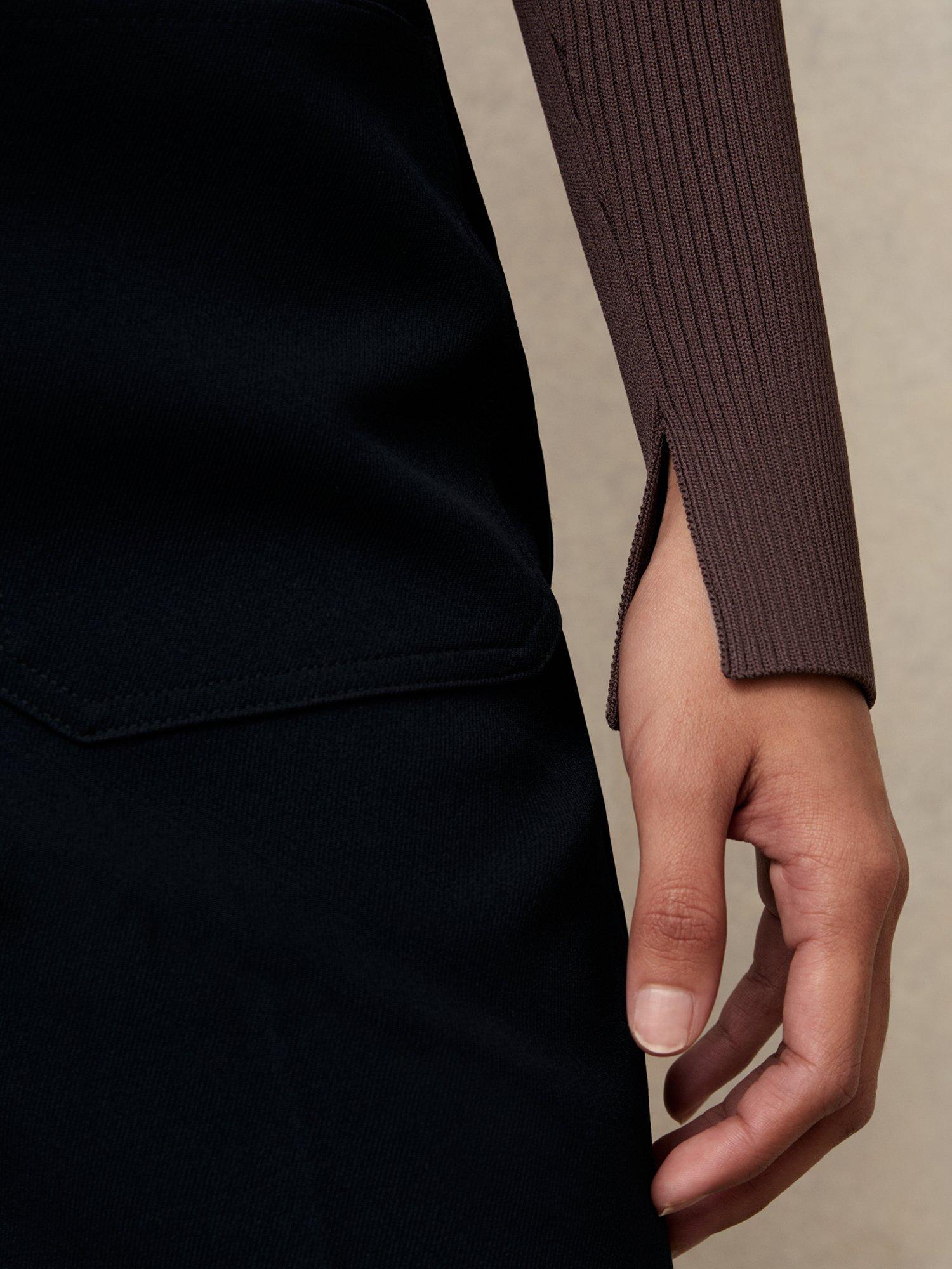 Product image 4 of 5, which shows Reiss Lauri Craft-Stitch Rib-Knit Top, Mocha Brown, XS