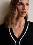 Reiss Lauri V-Neck Jumper, Navy/White