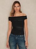 Reiss Alessia Bardot Knit Top, Black