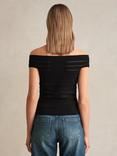 Reiss Alessia Bardot Knit Top, Black