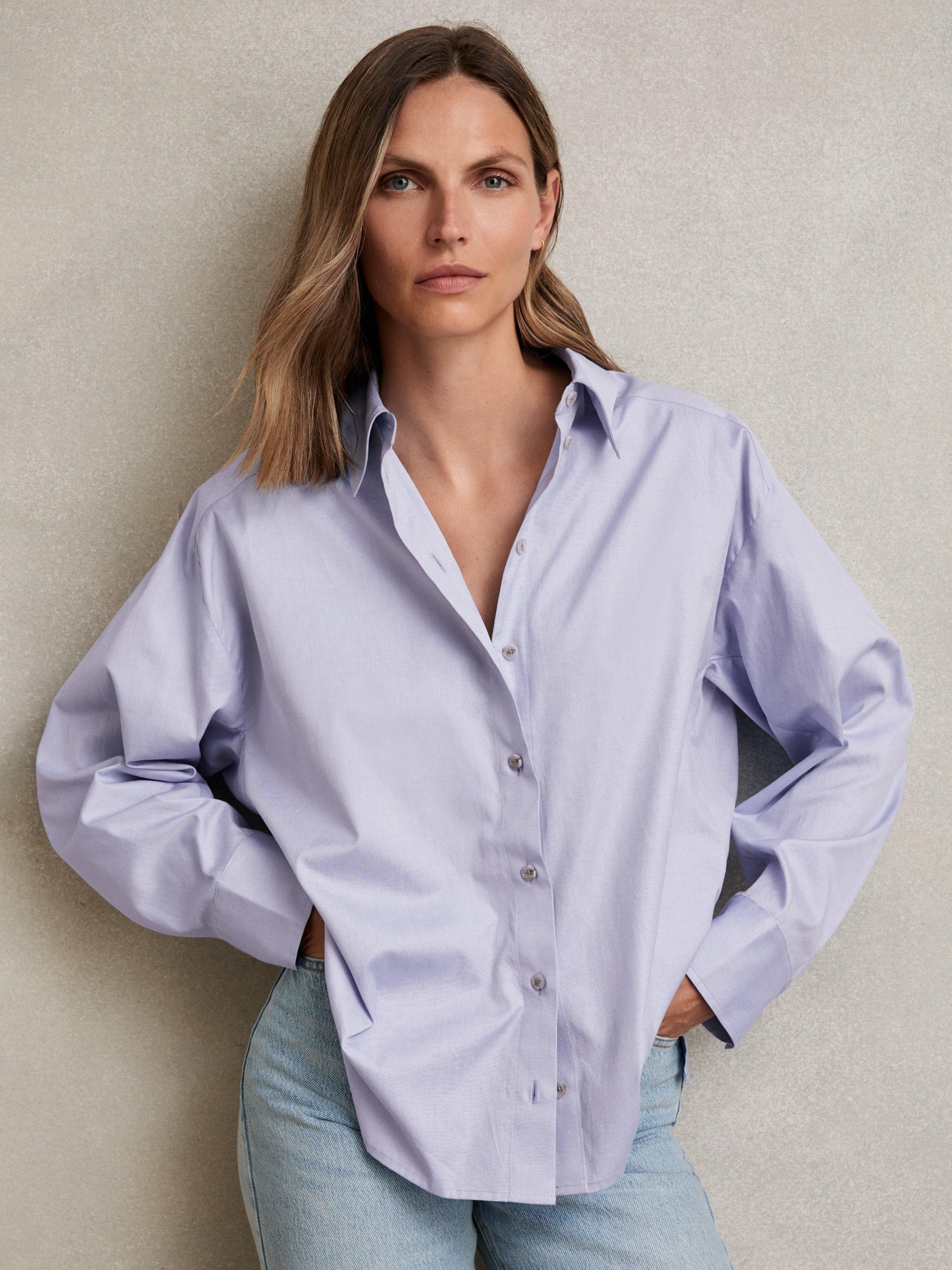 Reiss Callie Cotton Shirt, Blue