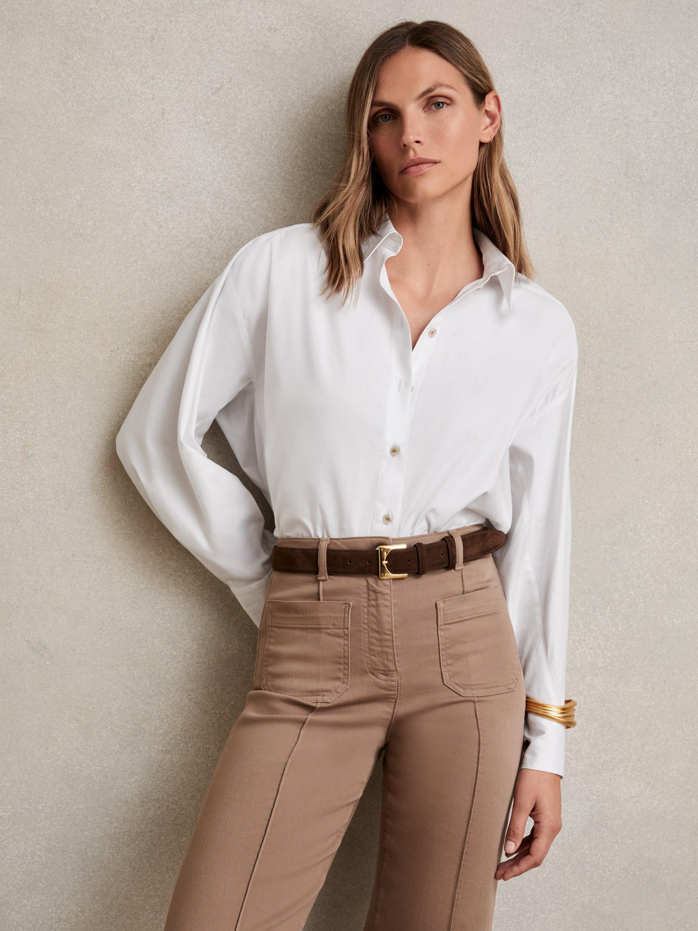 Product image 1 of 5, which shows Reiss Callie Cotton Shirt, White, 10