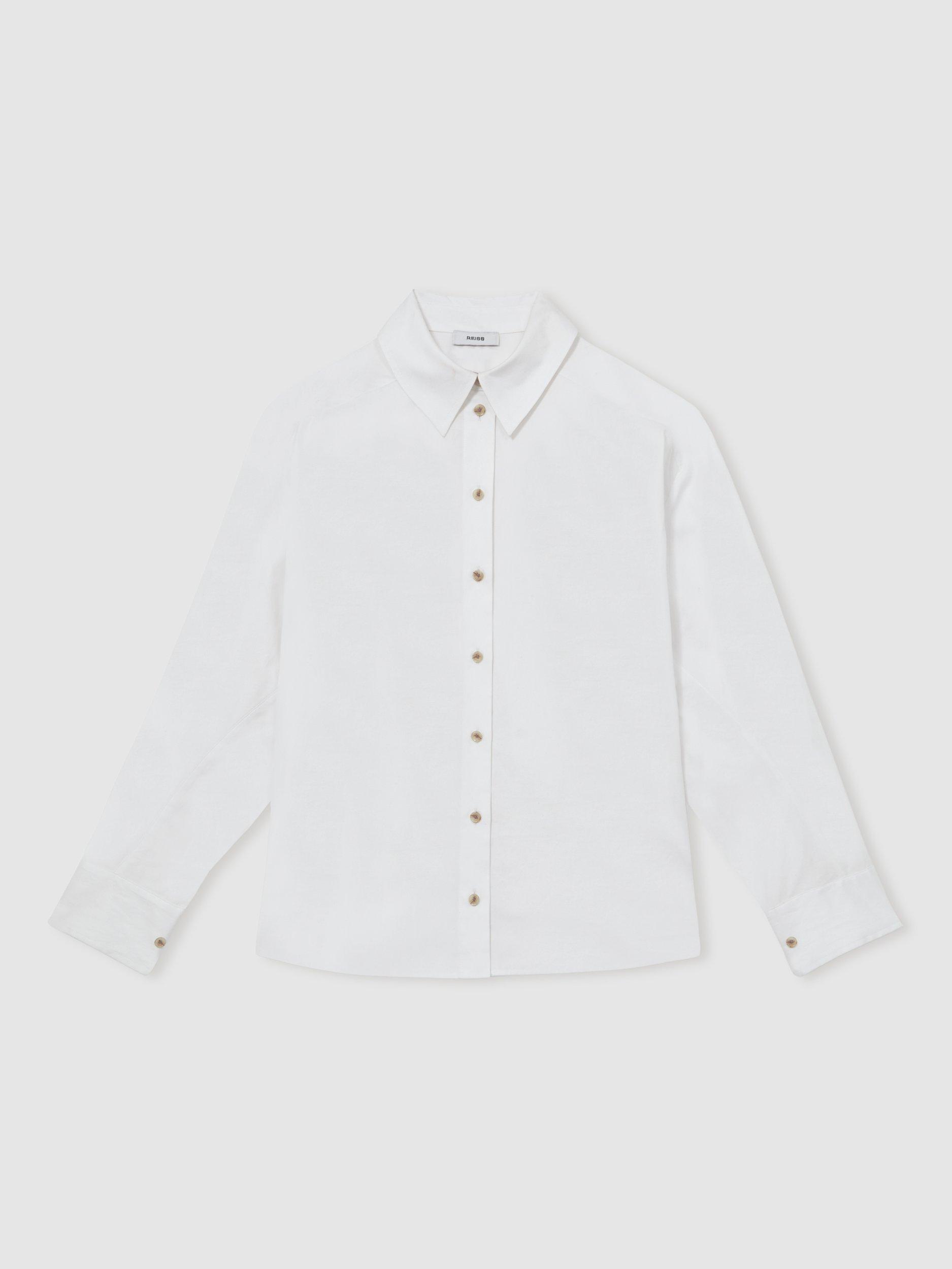 Product image 3 of 5, which shows Reiss Callie Cotton Shirt, White, 10