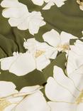 Reiss Delilah Floral Tie-Neck Swing Blouse, Ivory/Green