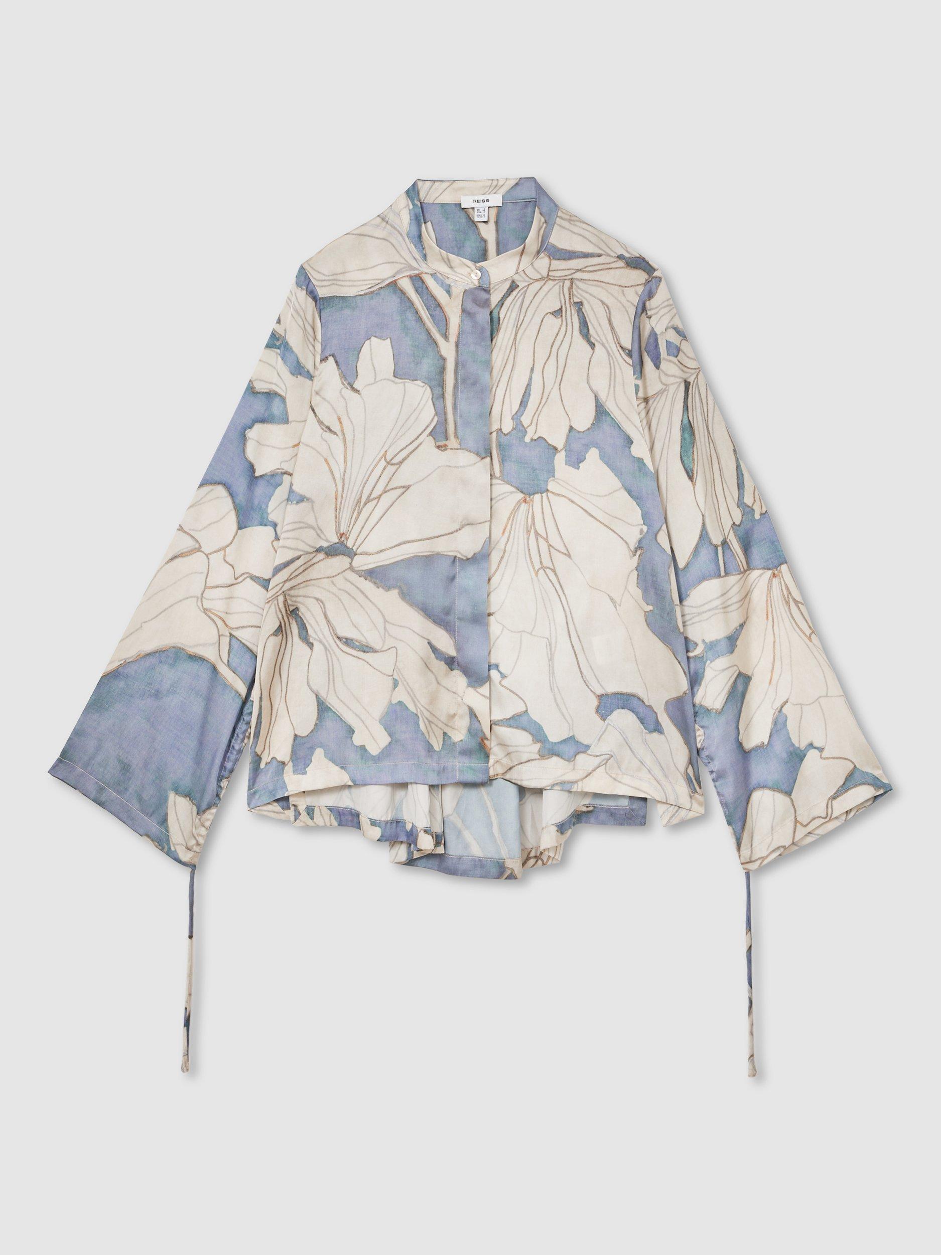 Product image 3 of 5, which shows Reiss Gigi Floral Shirt, Blue, 6