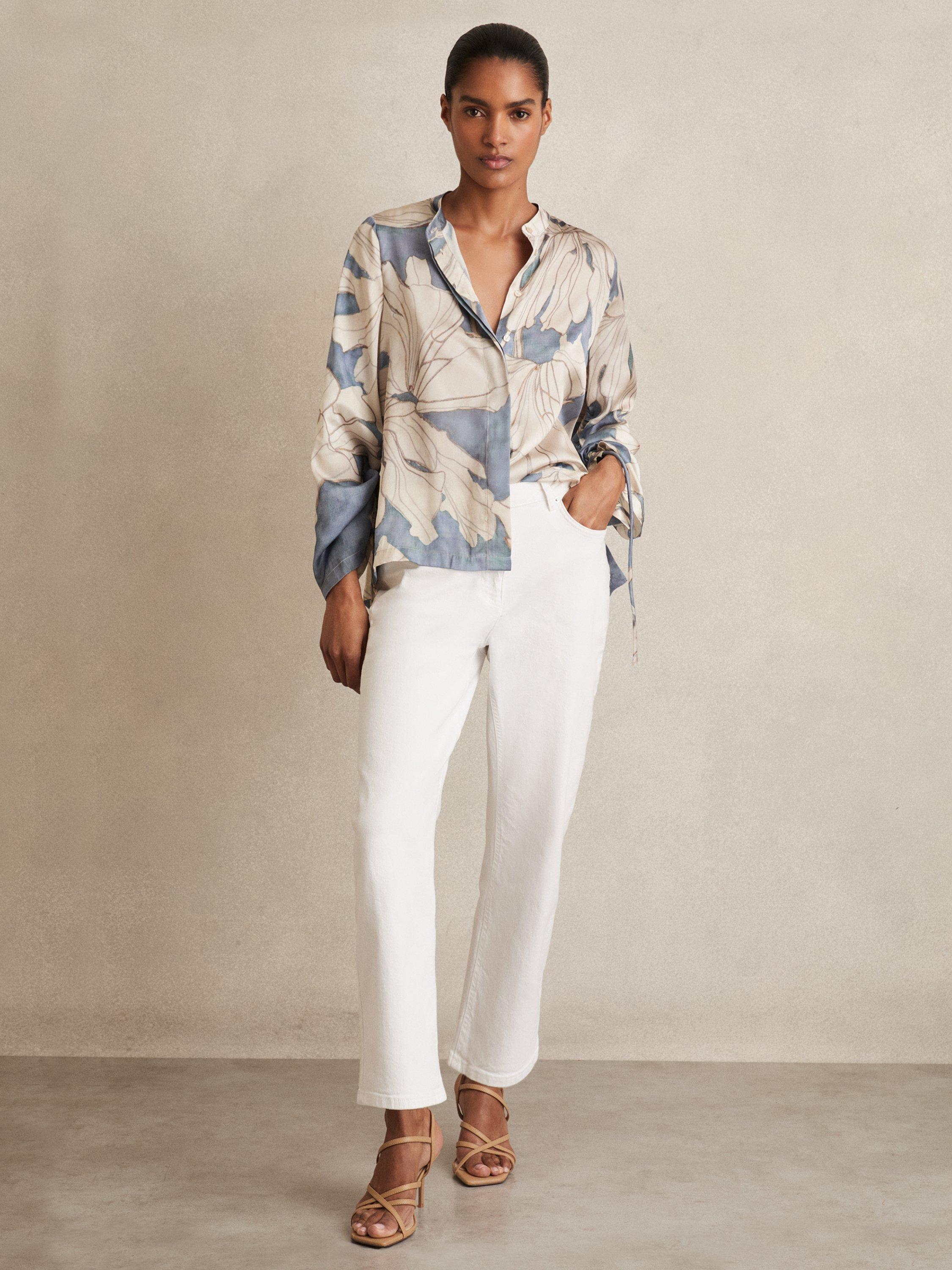 Product image 4 of 5, which shows Reiss Gigi Floral Shirt, Blue, 6