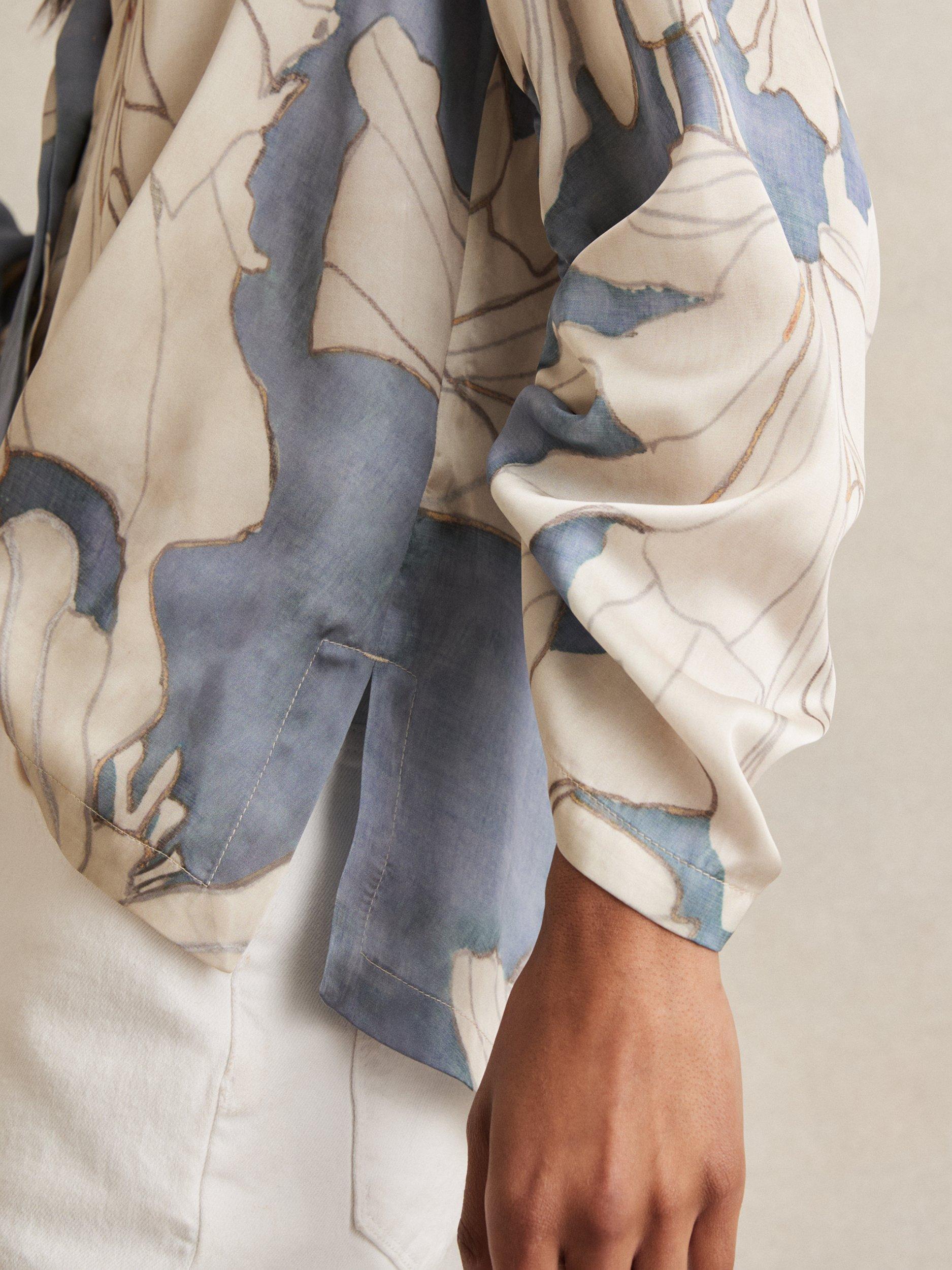 Product image 5 of 5, which shows Reiss Gigi Floral Shirt, Blue, 6