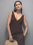 Reiss Helena Open Stitch Vest, Chocolate Brown