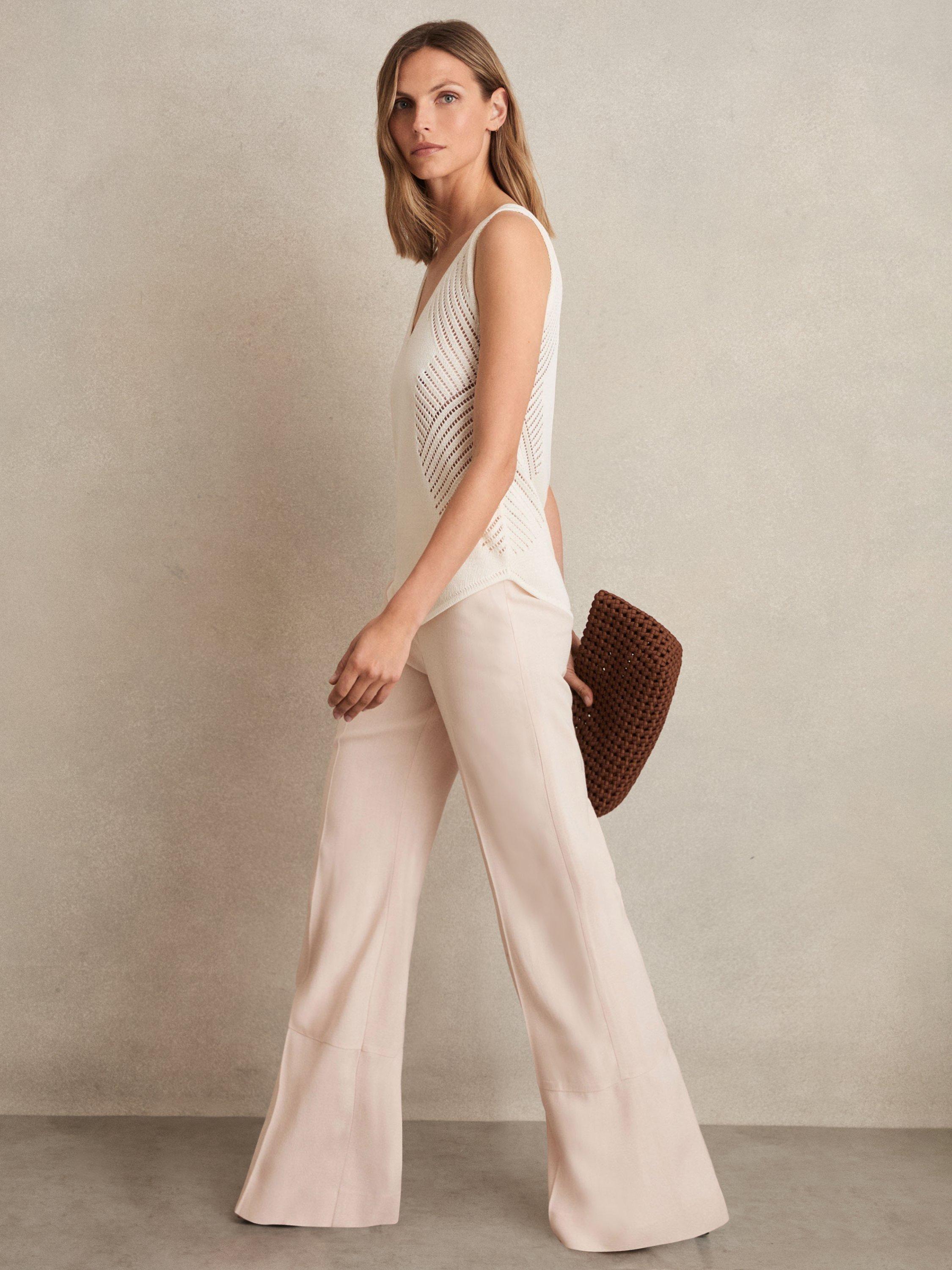 Product image 3 of 5, which shows Reiss Darcie Wide Leg Trousers, Pink, 6R