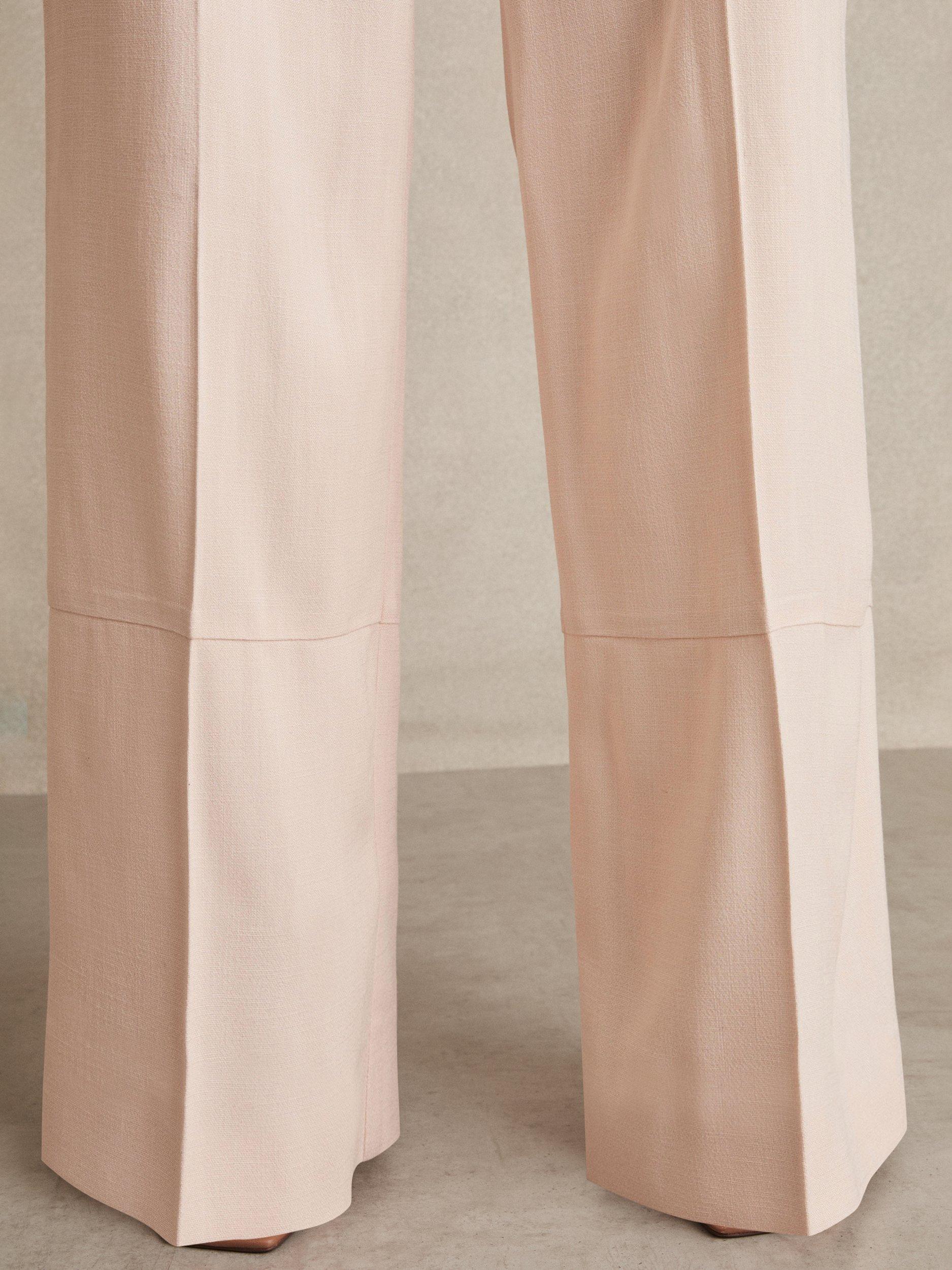 Product image 5 of 5, which shows Reiss Darcie Wide Leg Trousers, Pink, 6R