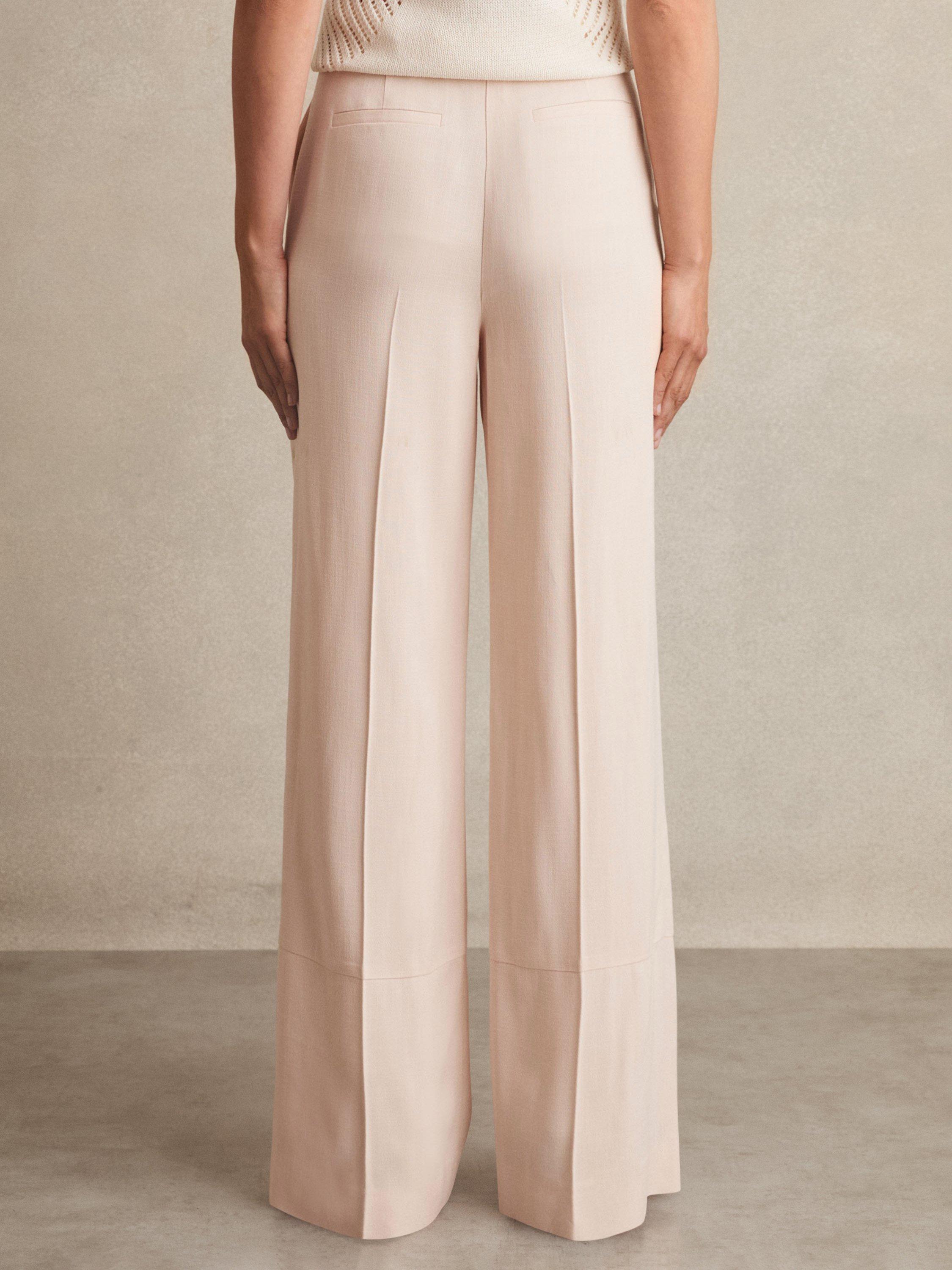 Product image 2 of 7, which shows Reiss Petite Darcie Wide Leg Trousers, Pink, 6Pt