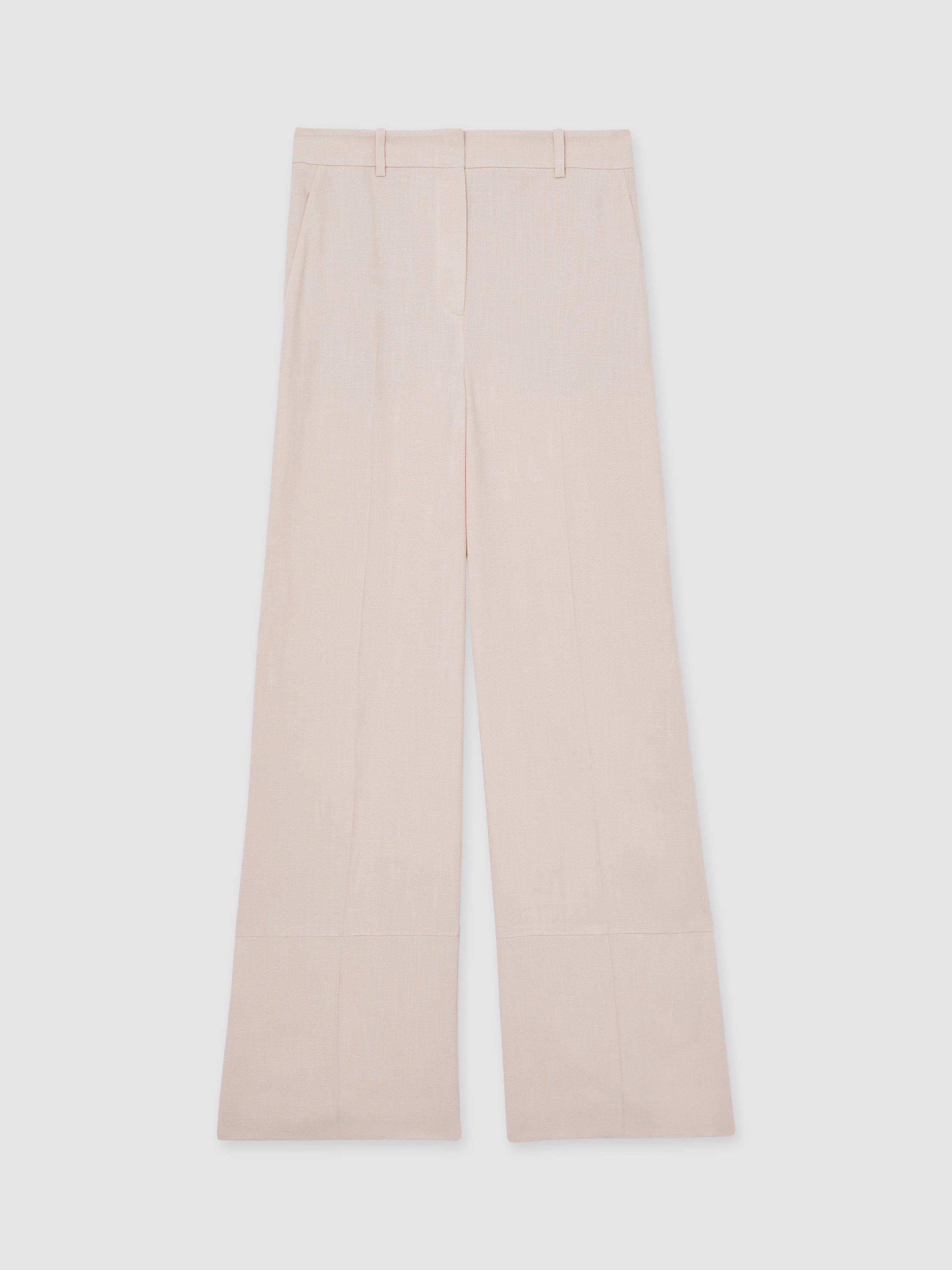 Product image 4 of 7, which shows Reiss Petite Darcie Wide Leg Trousers, Pink, 6Pt
