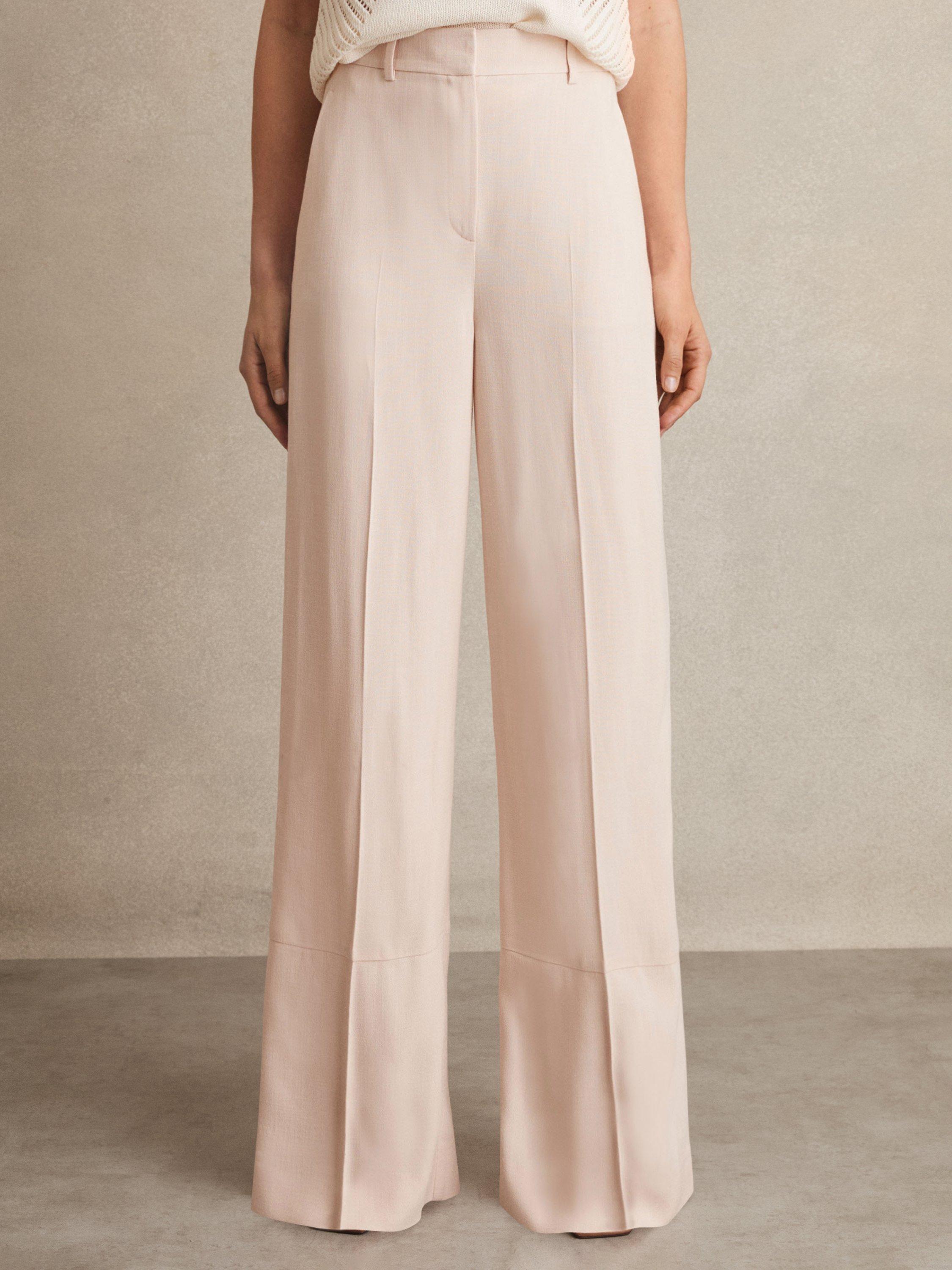 Product image 5 of 7, which shows Reiss Petite Darcie Wide Leg Trousers, Pink, 6Pt