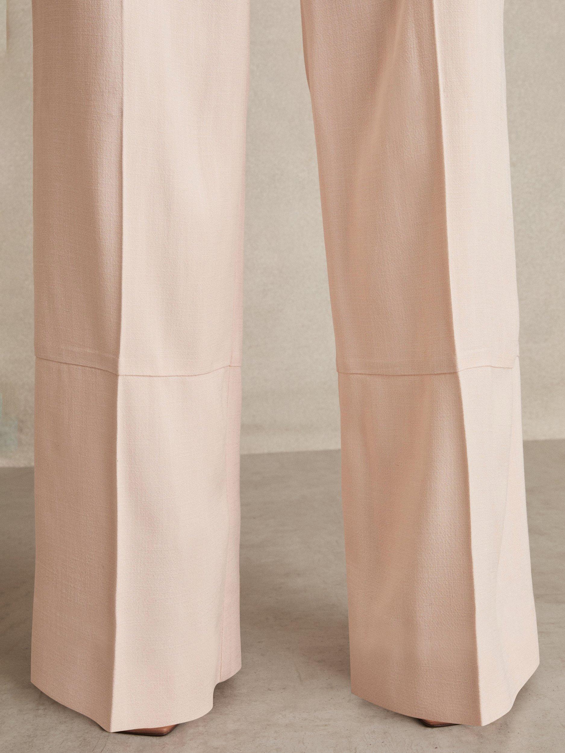 Product image 6 of 7, which shows Reiss Petite Darcie Wide Leg Trousers, Pink, 6Pt