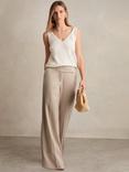 Reiss Delilah Lyocell-Linen Wide-Leg Trousers, Neutral