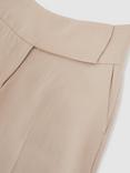 Reiss Petite Delilah Lyocell-Linen Wide-Leg Trousers, Neutral