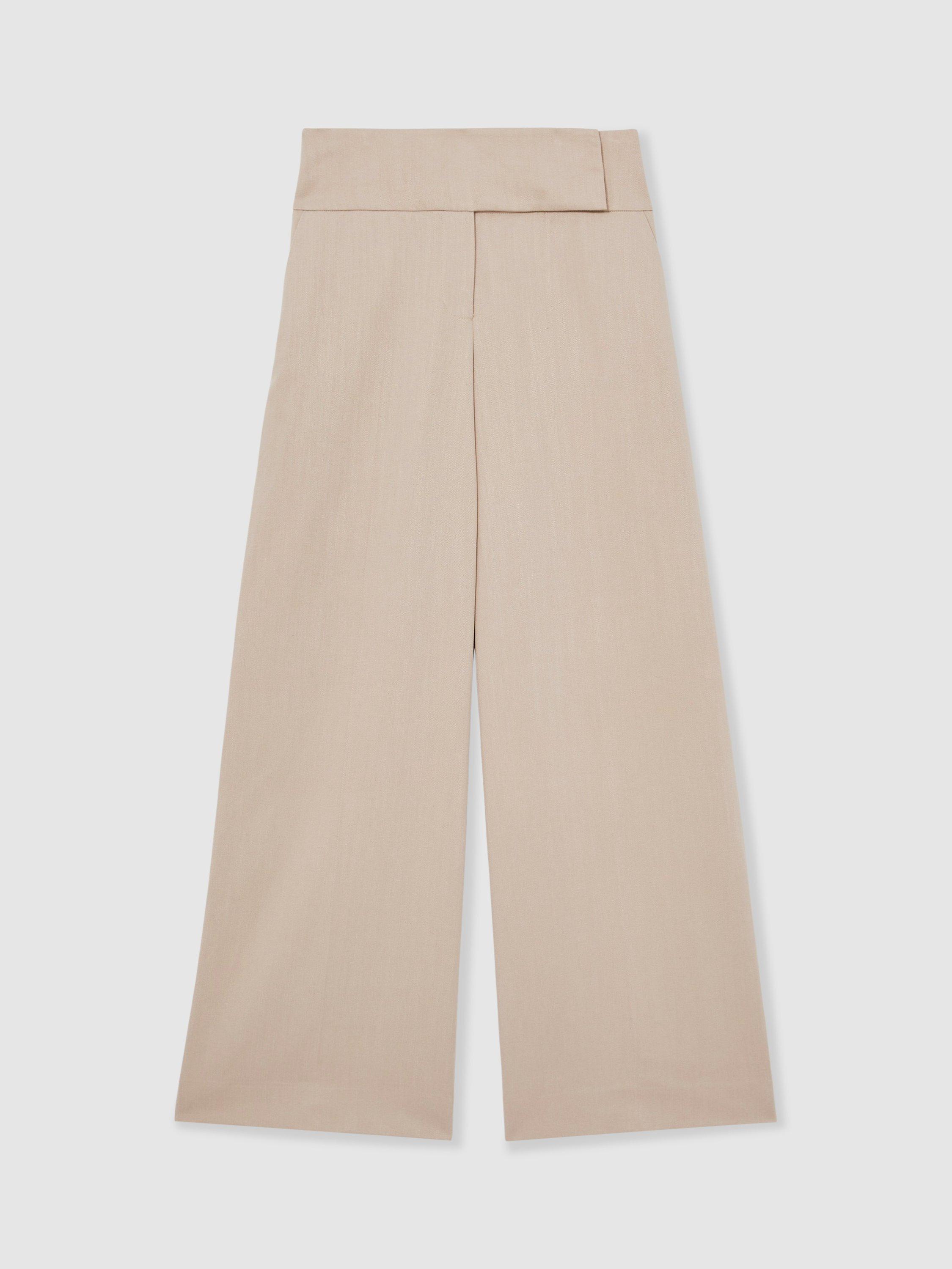 Product image 3 of 5, which shows Reiss Petite Delilah Lyocell-Linen Wide-Leg Trousers, Neutral, 6Pt