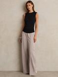 Reiss Elsie Satin Wide Leg Elastic Waist Trousers
