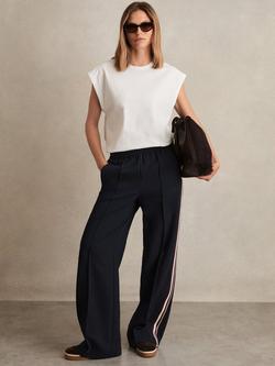 Reiss Petite Robyn Side Stripe Trousers, Navy