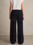 Reiss Petite Robyn Side Stripe Wide Leg Trousers, Navy