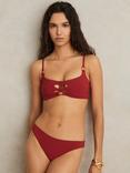 Reiss Nara Fixed-Side Bikini Bottoms, Dark Red