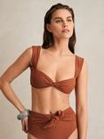 Reiss Hallie Wide Strap Bikini Top, Brown