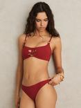 Reiss Nara Cut-Out Detail Bikini Top, Dark Red