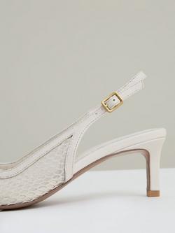 Reiss Sirena Mesh Slingback Heeled Courts, White - view 2, White