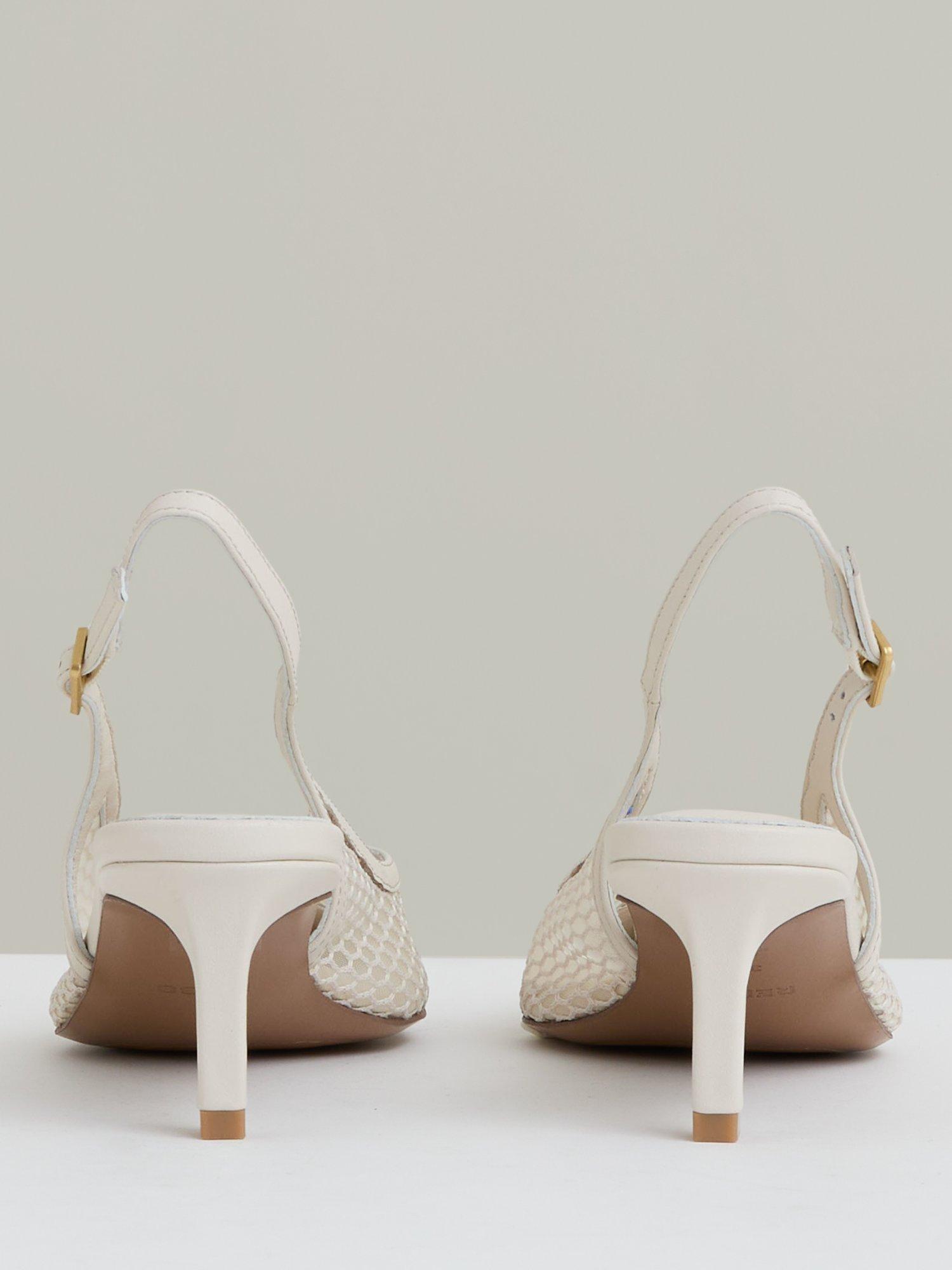 Product image 5 of 5, which shows Reiss Sirena Mesh Slingback Heeled Courts, White, 3