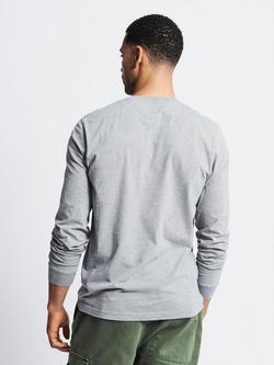 Aubin Buttermere Organic Cotton Regular Fit Long Sleeve Logo T-Shirt - view 2, Grey