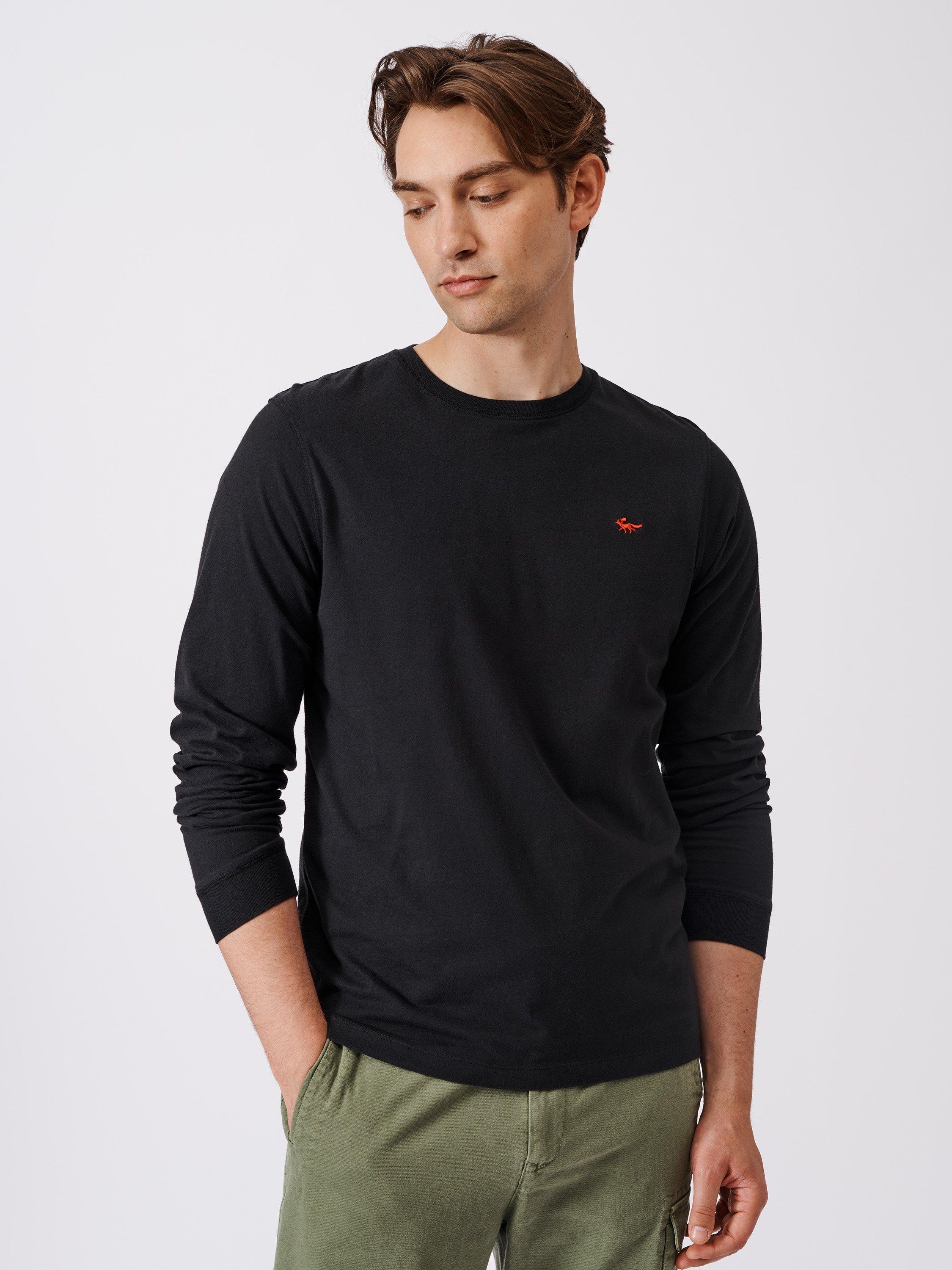 Product image 1 of 5, which shows Aubin Buttermere Cotton Regular Fit Long Sleeve Logo T-Shirt, Black, S