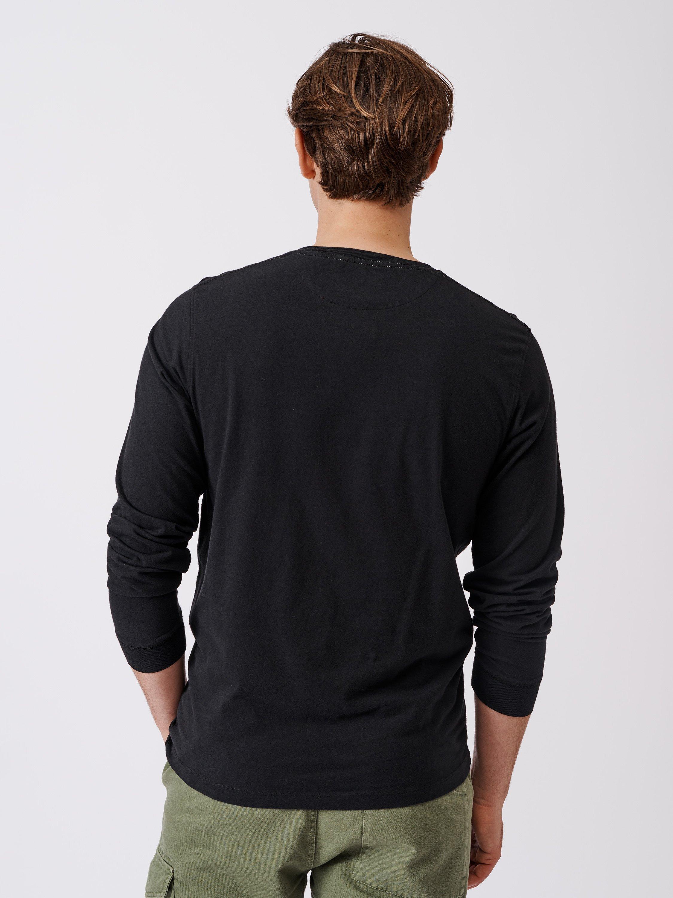 Product image 2 of 5, which shows Aubin Buttermere Cotton Regular Fit Long Sleeve Logo T-Shirt, Black, S
