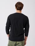 Aubin Buttermere Cotton Regular Fit Long Sleeve Logo T-Shirt, Black