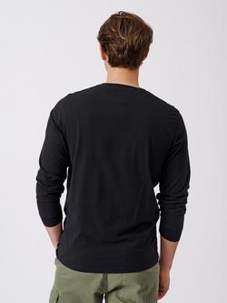 Aubin Buttermere Organic Cotton Regular Fit Long Sleeve Logo T-Shirt - view 2, Black