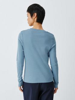 John Lewis Organic Cotton Long Sleeve Crew Neck T-Shirt - view 2, Blue