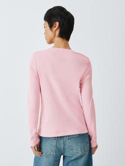 John Lewis Organic Cotton Long Sleeve Crew Neck T-Shirt - view 2, Pink