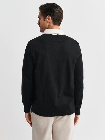 GANT Colour Block Heavy Rugby Shirt, Black - view 2, Black