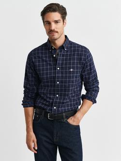 GANT Cotton Poplin Regular Fit Check Shirt, Persian Blue, Persian Blue