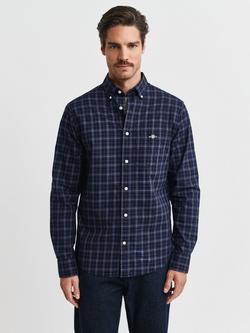 GANT Cotton Poplin Regular Fit Check Shirt, Persian Blue - view 2, Persian Blue