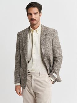 GANT Italian Wool Blend Tonal Check Blazer, Seed Melange, Seed Melange