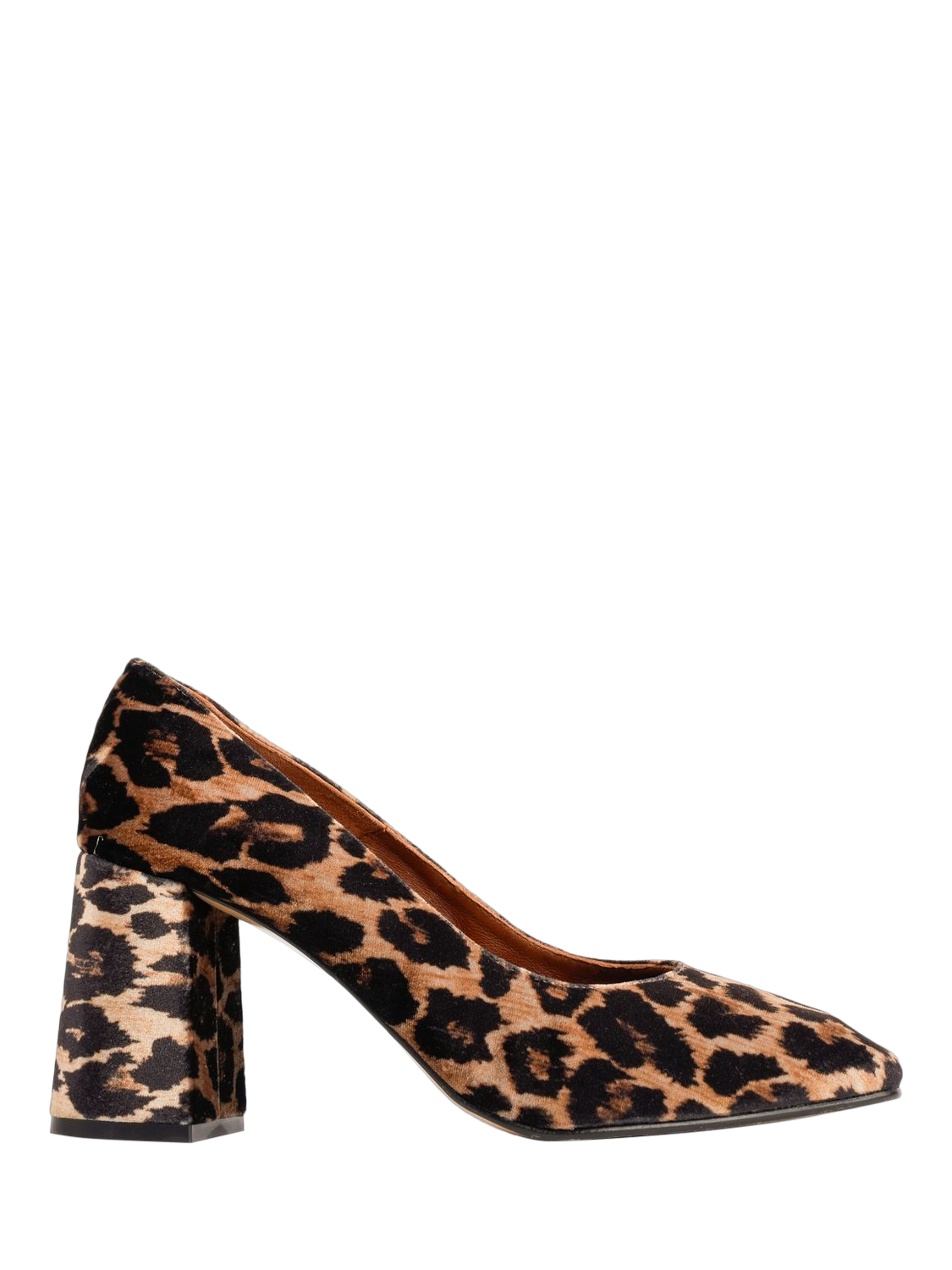 Product image 1 of 5, which shows Penelope Chilvers Gamine Leopard Print Block Heels, Brown/Black, 4